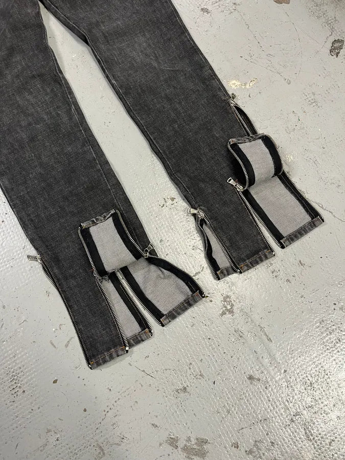 AW2003 Dolce & Gabbana Multi Zips Grey Jeans yJkpXrX 7