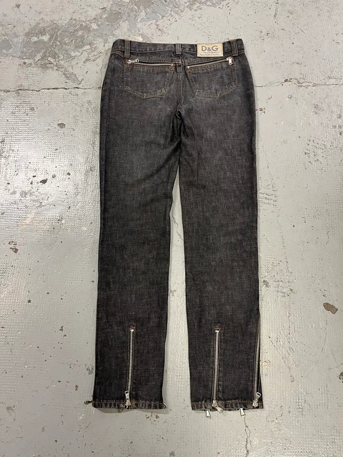 AW2003 Dolce & Gabbana Multi Zips Grey Jeans yJkpXrX 8