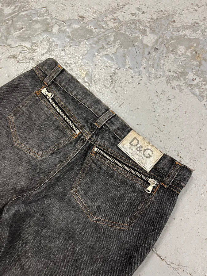 AW2003 Dolce & Gabbana Multi Zips Grey Jeans yJkpXrX 9