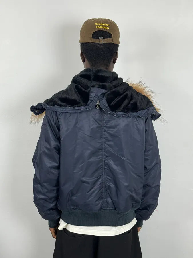 AW2003 Dolce & Gabbana Navy Aviator Bomber Jacket lhKYEbf 1