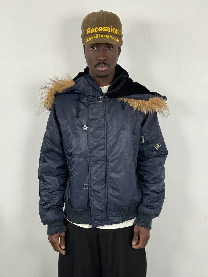 AW2003 Dolce & Gabbana Navy Aviator Bomber Jacket lhKYEbf 0