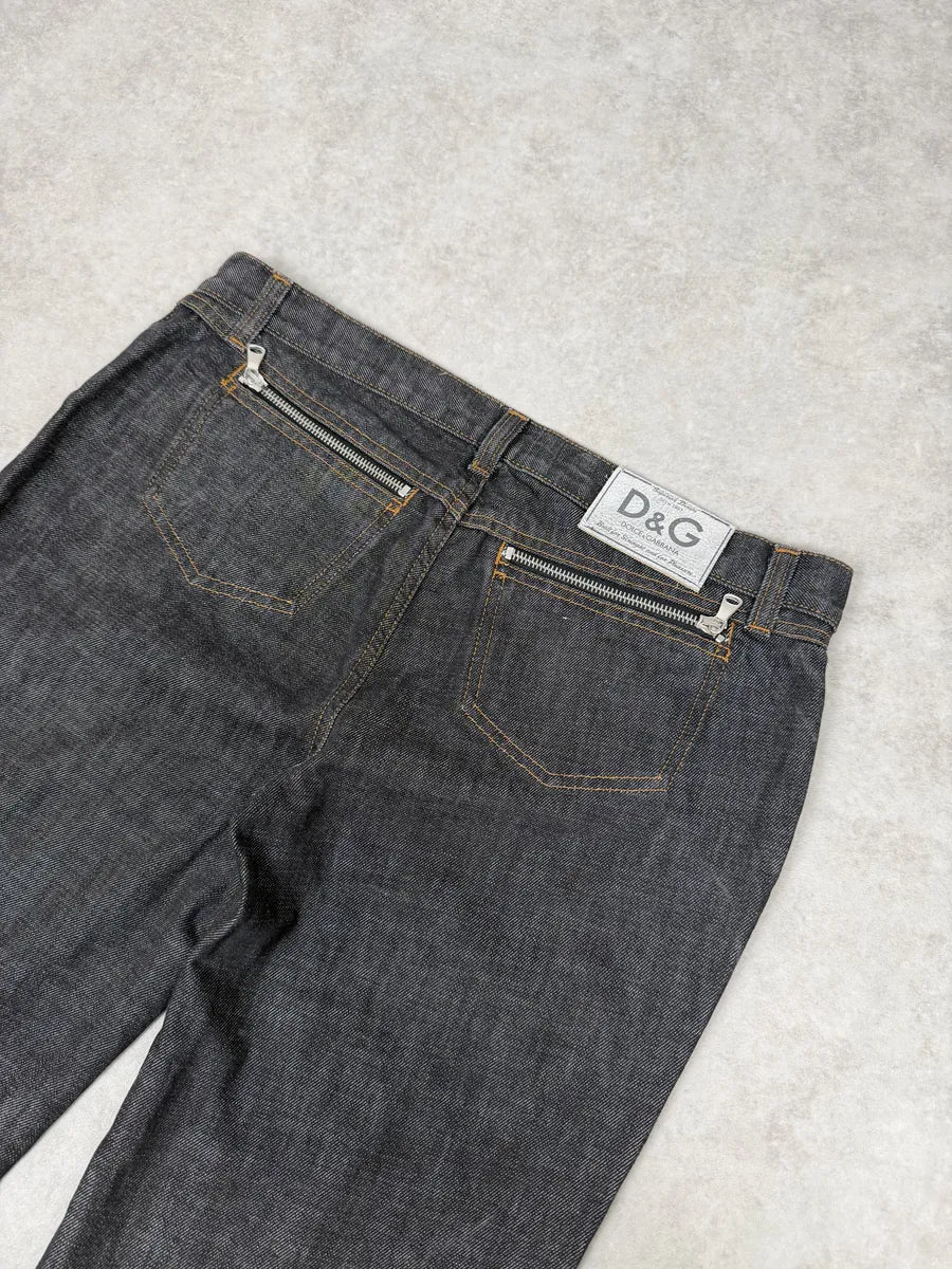 AW2003 Dolce & Gabbana Navy Brut Multi Zips Denim Jeans SIzgpTQ 10