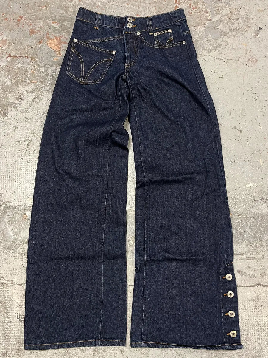 AW2003 Dolce & Gabbana Navy Denim Buttoned Jeans NhBQQiz 0