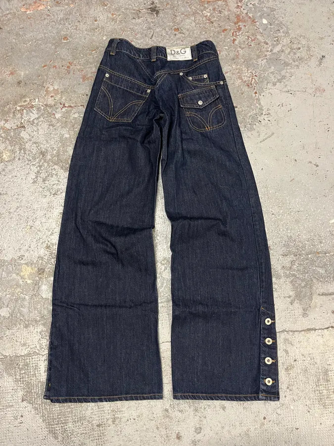 AW2003 Dolce & Gabbana Navy Denim Buttoned Jeans NhBQQiz 1