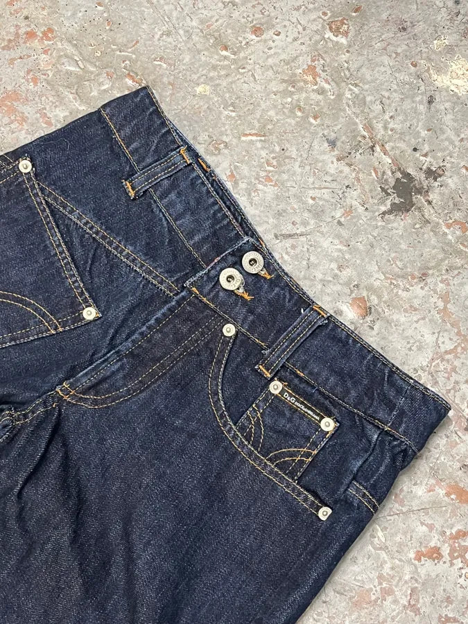 AW2003 Dolce & Gabbana Navy Denim Buttoned Jeans NhBQQiz 3