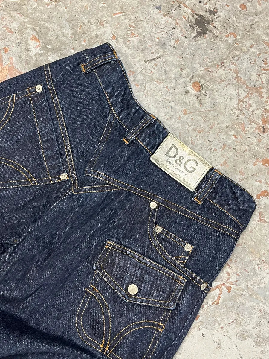 AW2003 Dolce & Gabbana Navy Denim Buttoned Jeans NhBQQiz 4