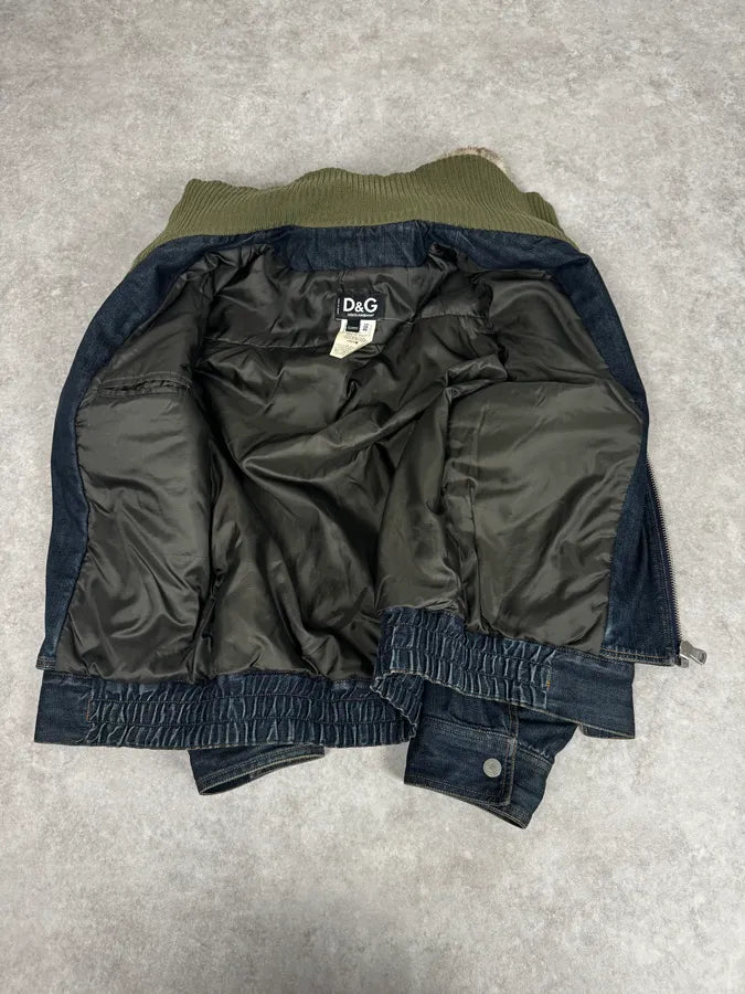 AW2003 Dolce & Gabbana Navy Denim Fur Hood Jacket TsoGYFK 10