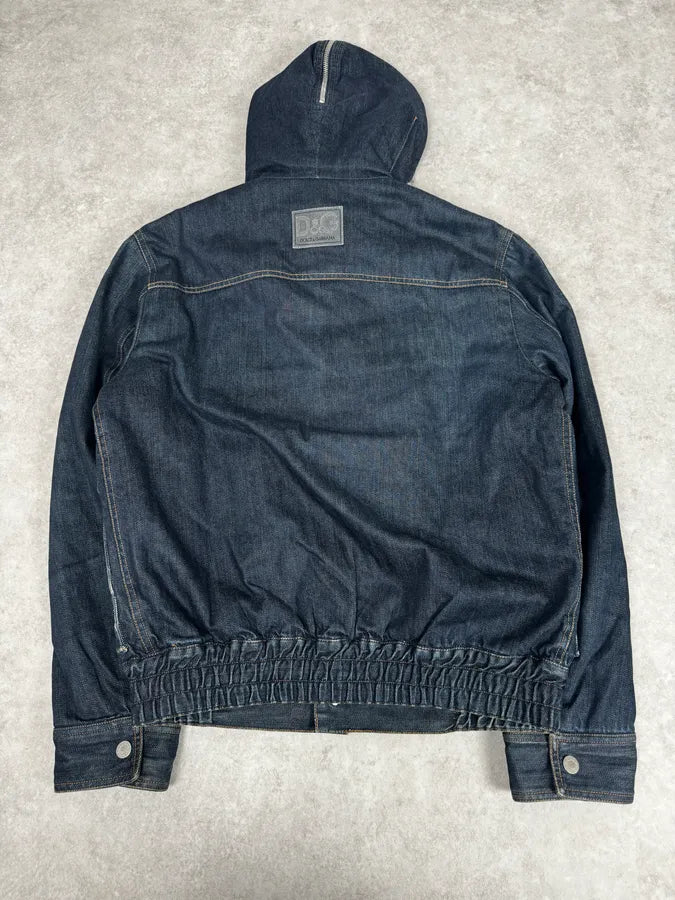 AW2003 Dolce & Gabbana Navy Denim Fur Hood Jacket TsoGYFK 5