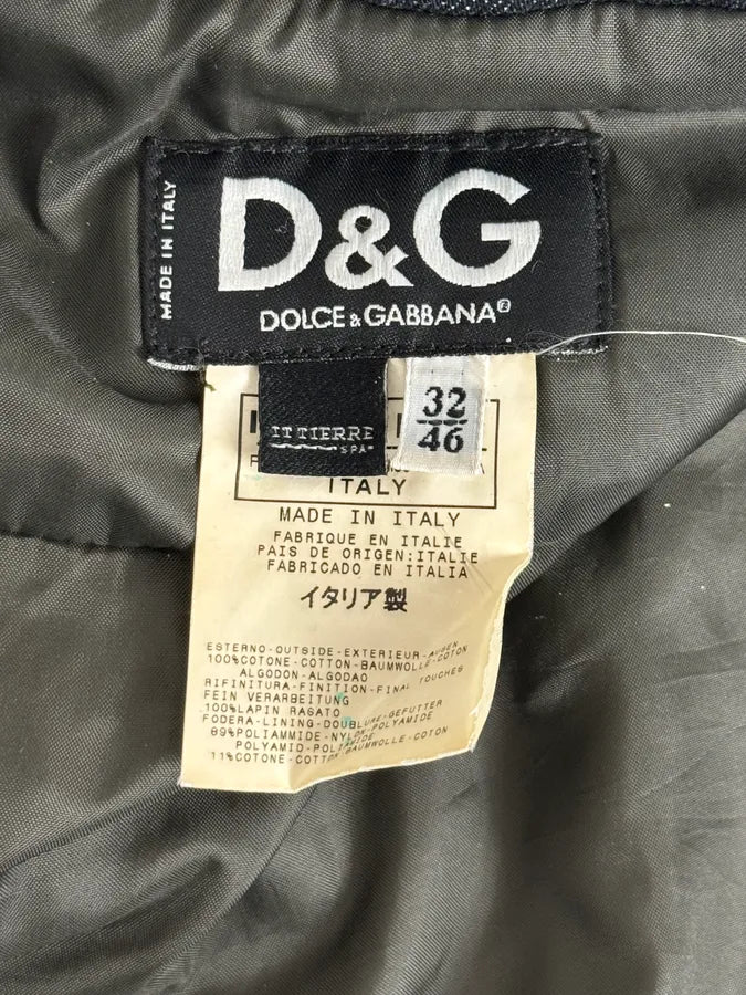 AW2003 Dolce & Gabbana Navy Denim Fur Hood Jacket TsoGYFK 13