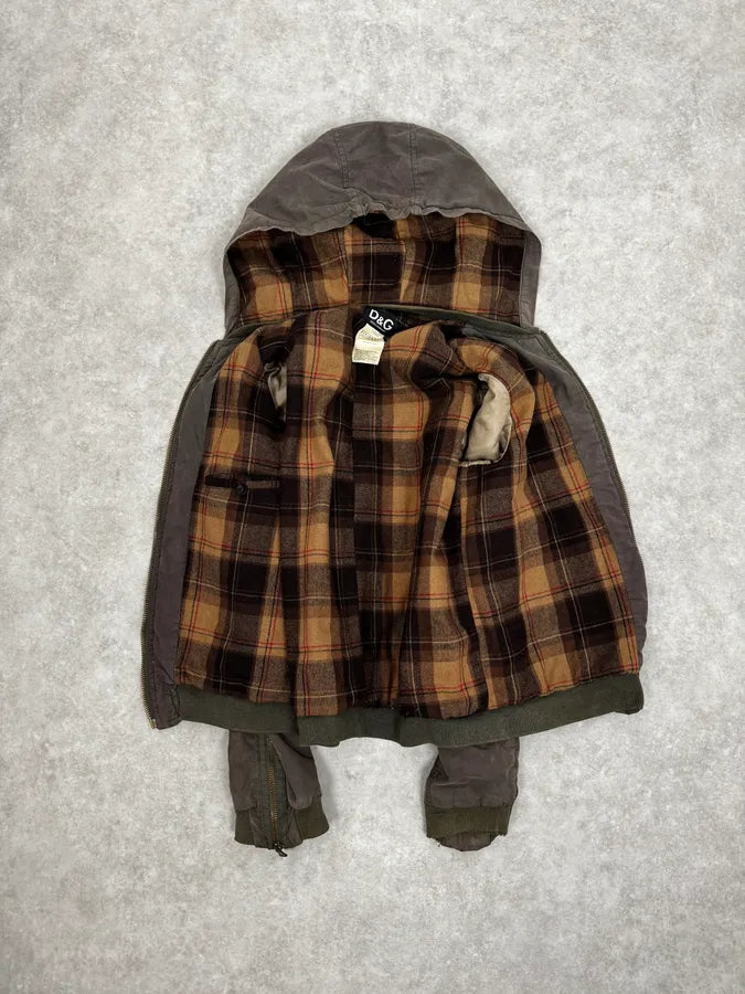 AW2003 Dolce & Gabbana Olive Green Arm Zips Bomber Jacket GzhplXB 8