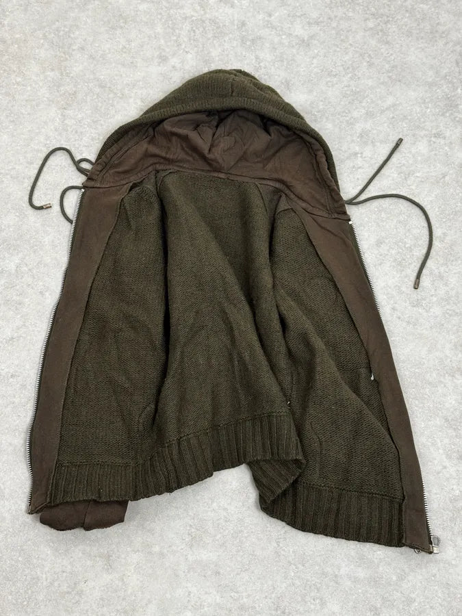 AW2003 Dolce & Gabbana Olive Green Wool Hooded Zip-up Sweater jNagGYo 7