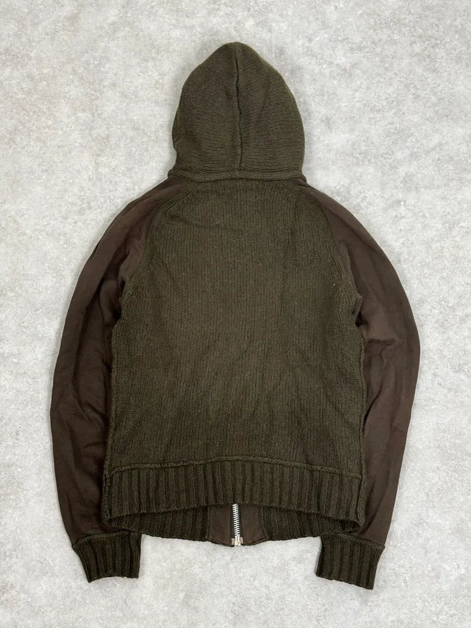 AW2003 Dolce & Gabbana Olive Green Wool Hooded Zip-up Sweater jNagGYo 3