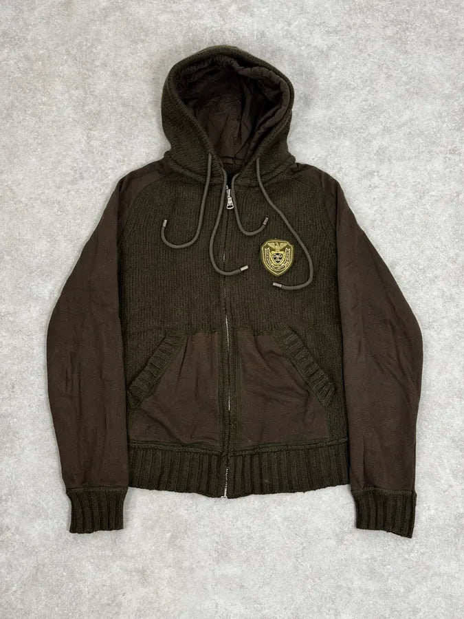 AW2003 Dolce & Gabbana Olive Green Wool Hooded Zip-up Sweater jNagGYo 0