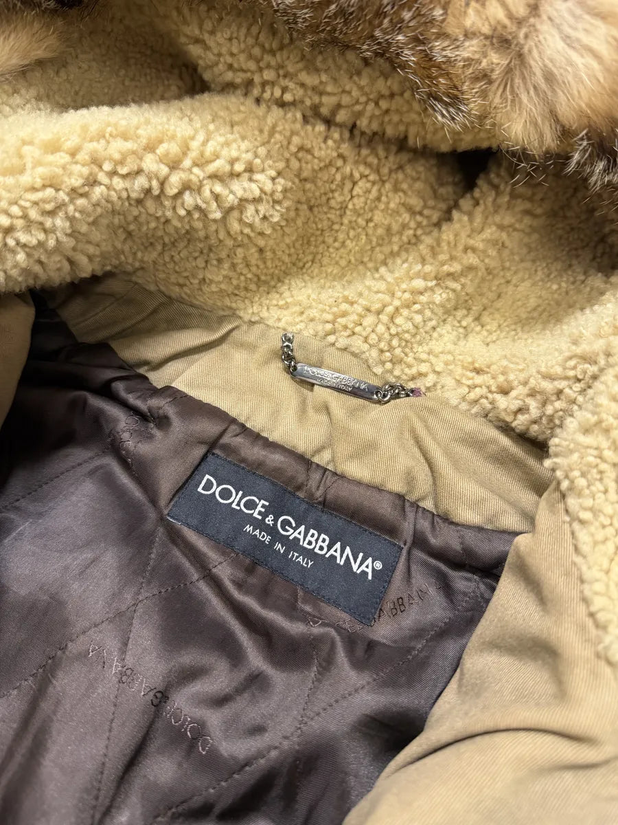 AW2003 Dolce & Gabbana Parachute Buffalo Shearling Brown Leather Fur Hooded Jacket lqcADqD 10