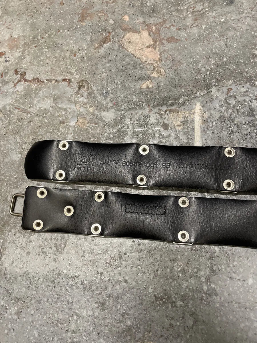 AW2003 Dolce & Gabbana Paratrooper Metal Black Leather Belt (OS) 3