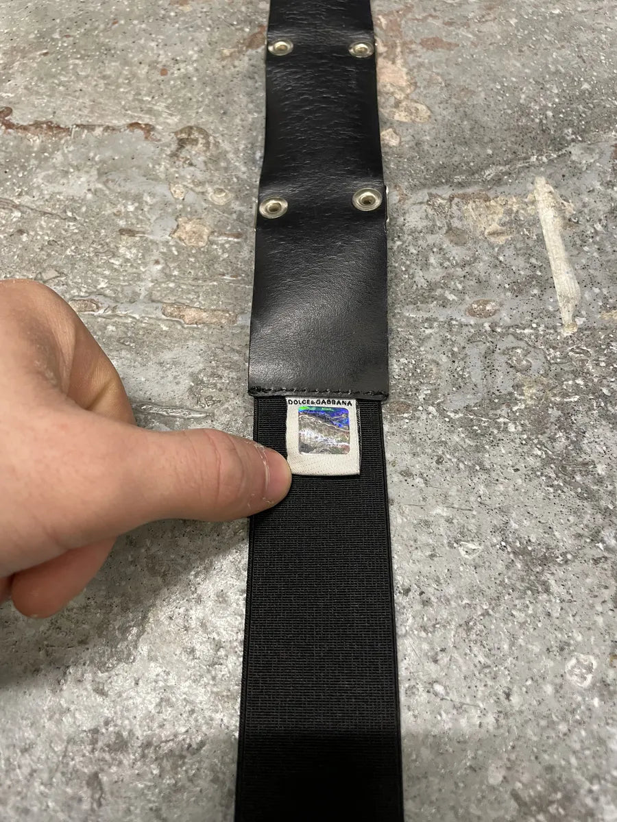 AW2003 Dolce & Gabbana Paratrooper Metal Black Leather Belt (OS) 4