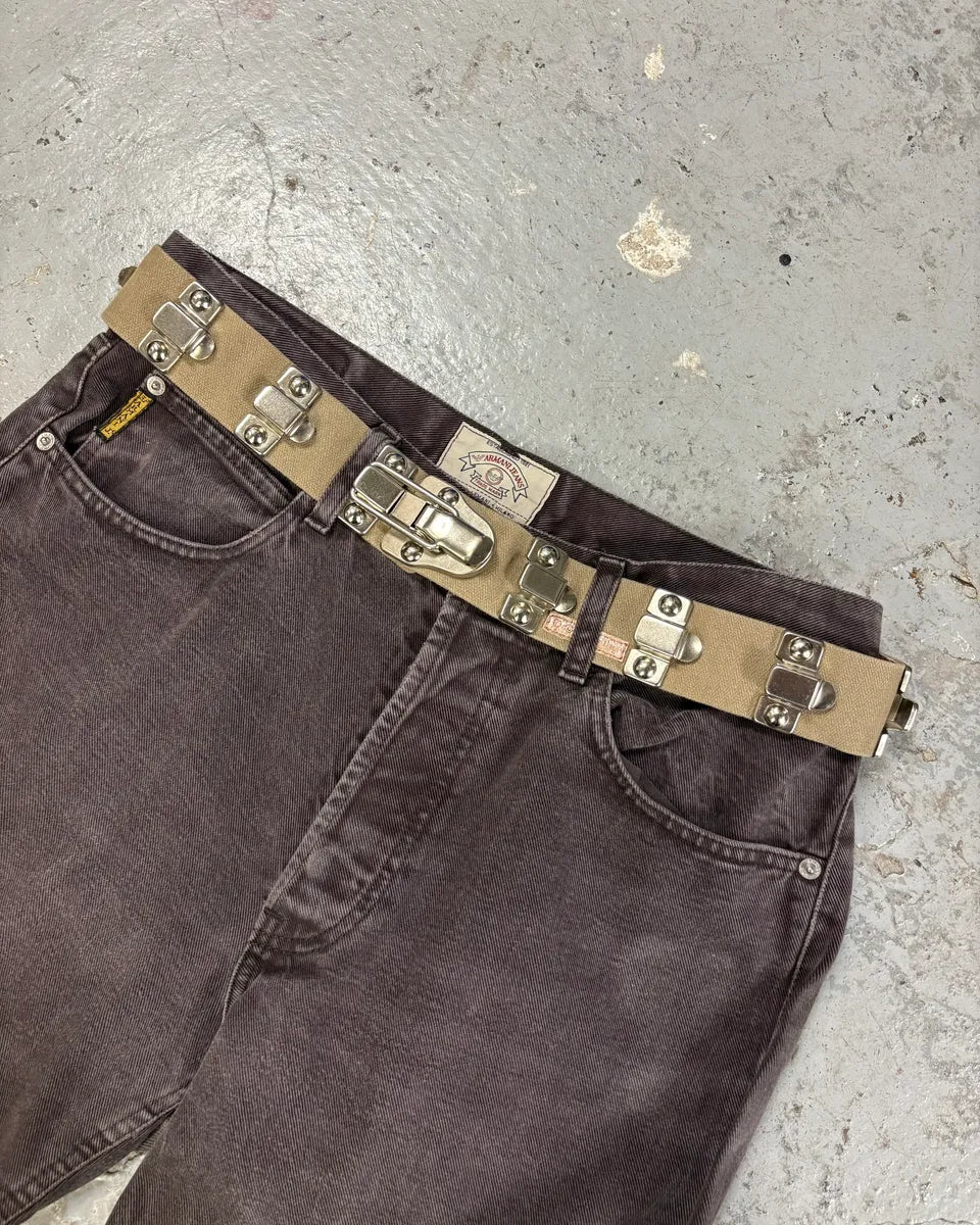 AW2003 Dolce & Gabbana Paratrooper Metal Canva & Leather Belt (OS) tThnNPo 0