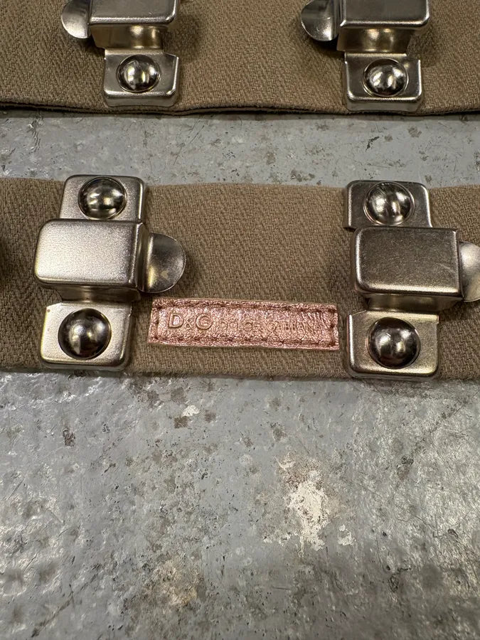 AW2003 Dolce & Gabbana Paratrooper Metal Canva & Leather Belt (OS) tThnNPo 5