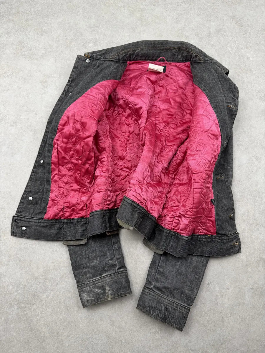 AW2003 Dolce & Gabbana Patchs Dark Grey Washed Denim Jacket HVtZKBB 3