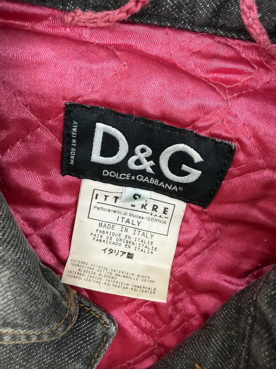 AW2003 Dolce & Gabbana Patchs Dark Grey Washed Denim Jacket HVtZKBB 6