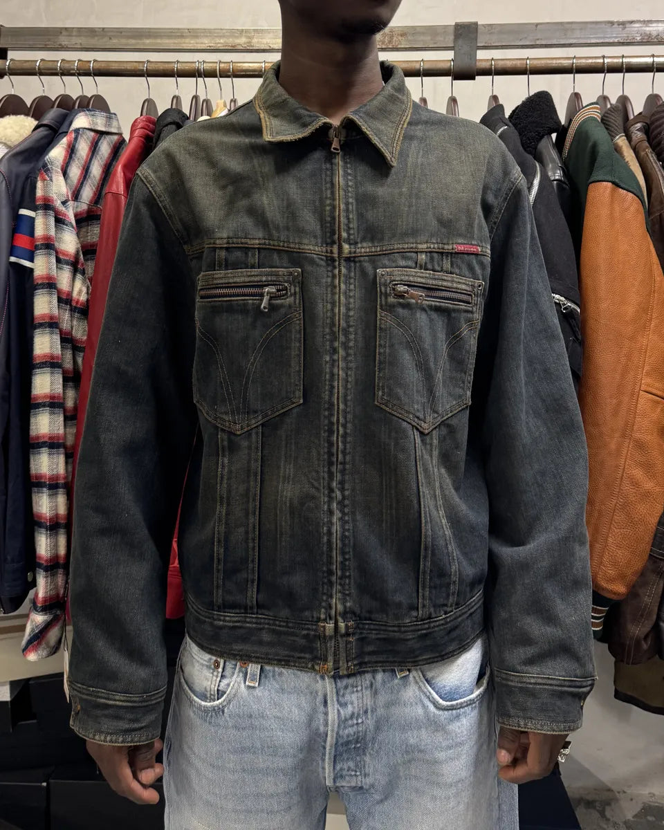 AW2003 Dolce & Gabbana Raw Blue Denim Jacket pThLYmQ 2