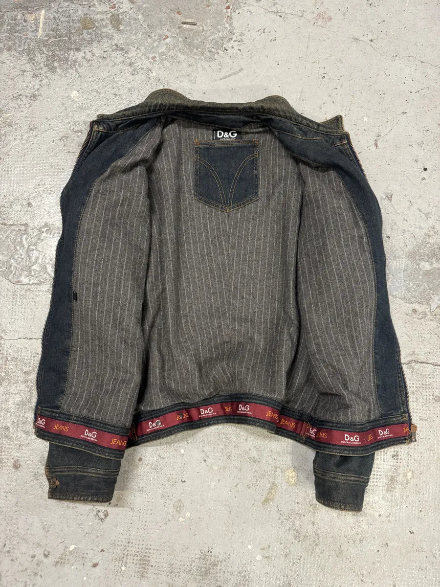 AW2003 Dolce & Gabbana Raw Blue Denim Jacket pThLYmQ 4