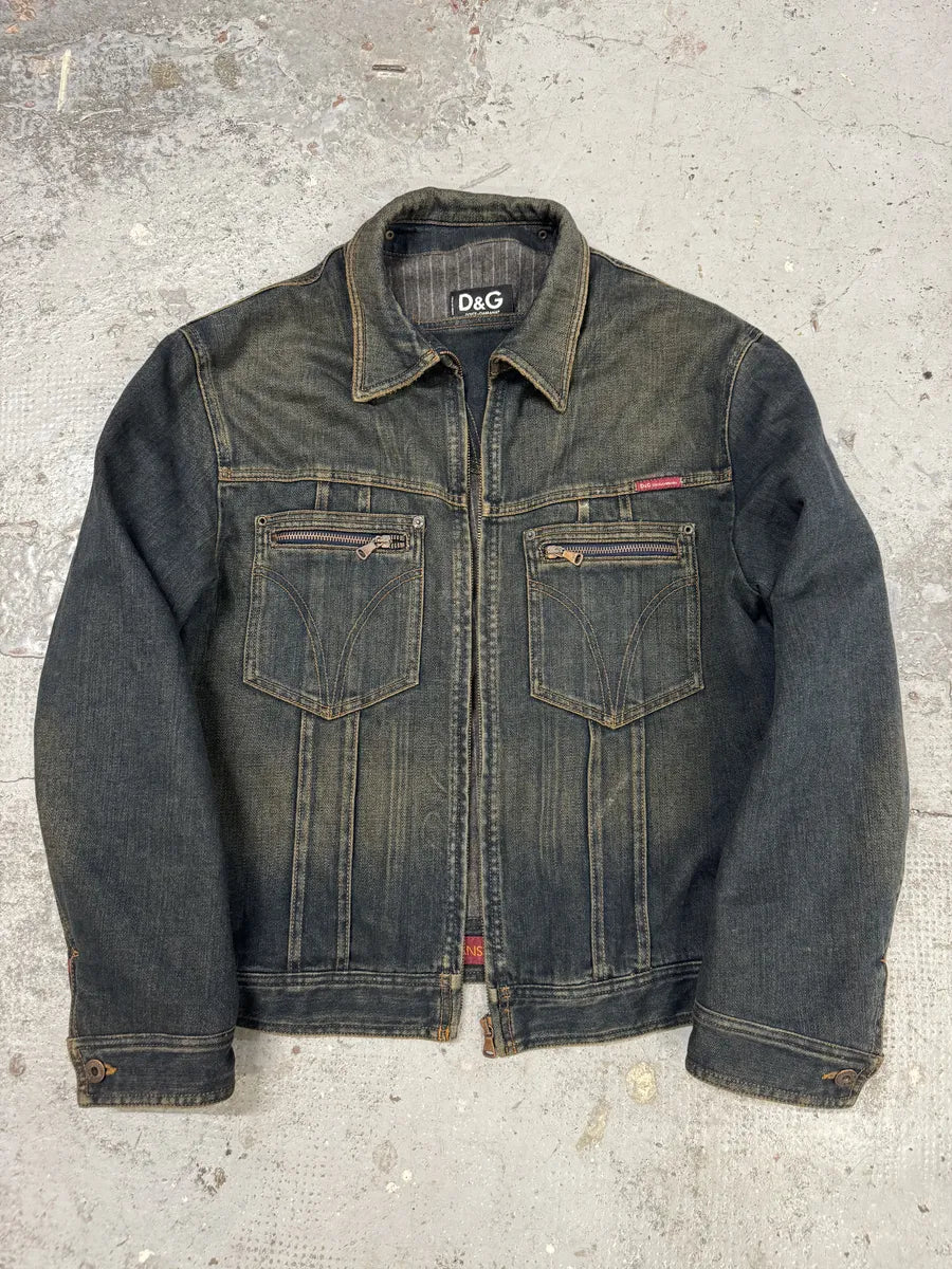 AW2003 Dolce & Gabbana Raw Blue Denim Jacket pThLYmQ 5