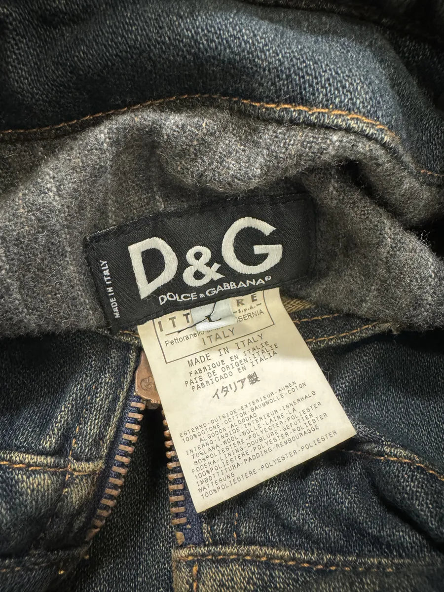 AW2003 Dolce & Gabbana Raw Blue Denim Jacket pThLYmQ 7