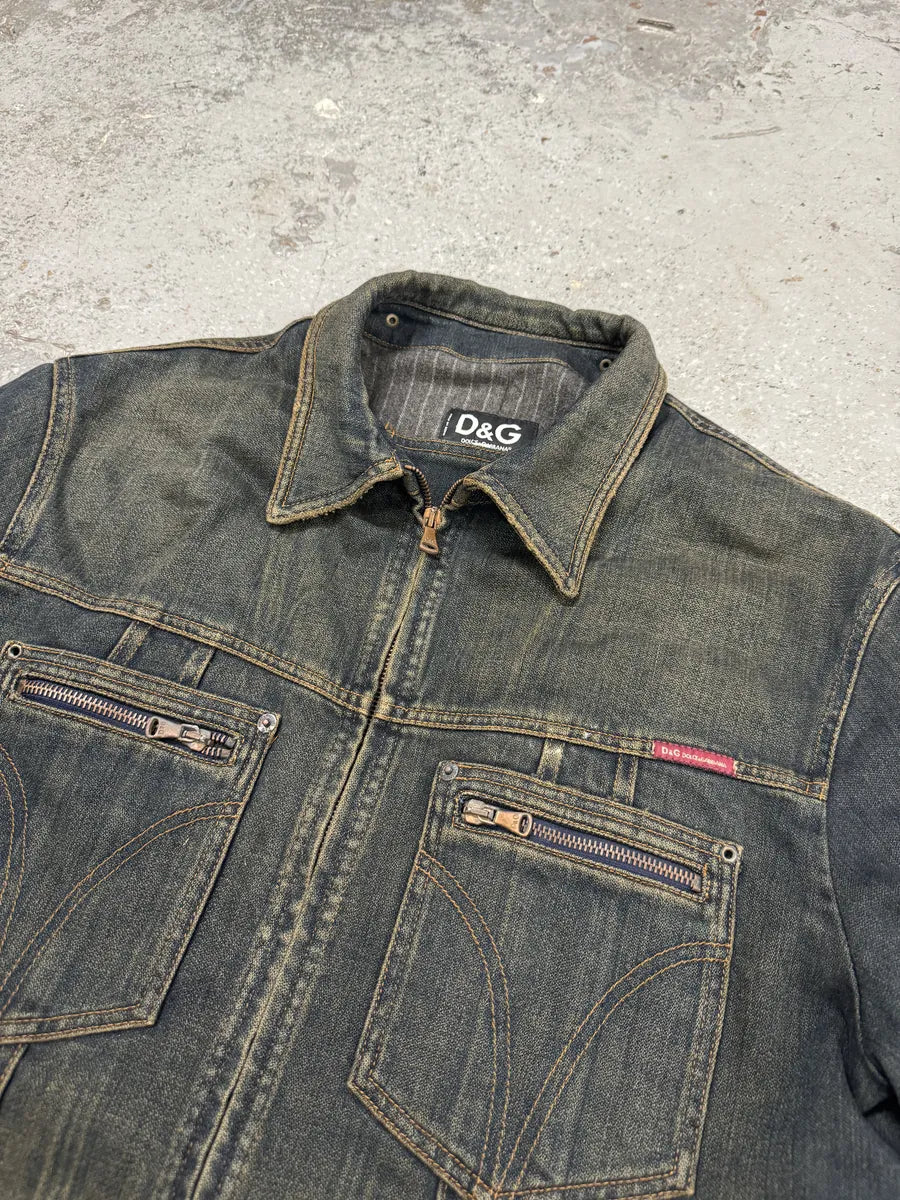 AW2003 Dolce & Gabbana Raw Blue Denim Jacket pThLYmQ 8