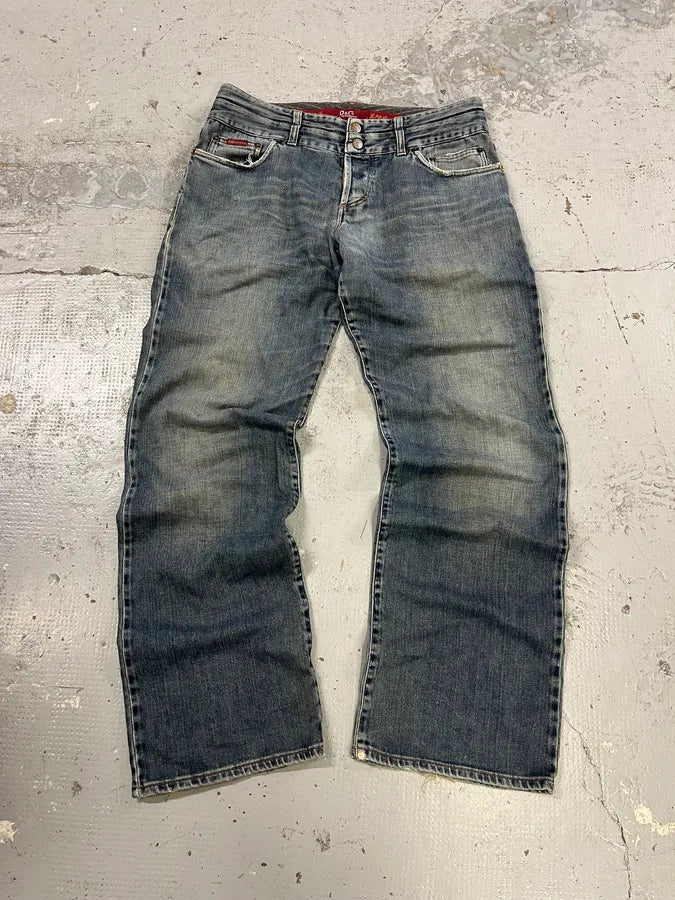 AW2003 Dolce & Gabbana Raw Blue Double Waisted Denim Jeans IEEwsHA 0