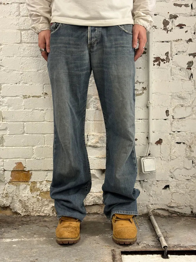 AW2003 Dolce & Gabbana Raw Blue Double Waisted Denim Jeans IEEwsHA 1
