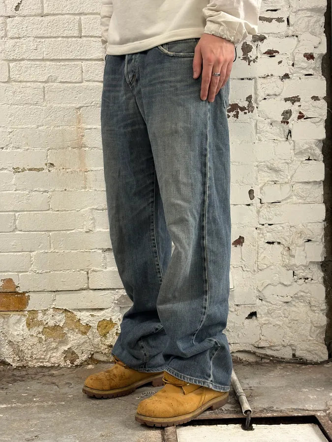 AW2003 Dolce & Gabbana Raw Blue Double Waisted Denim Jeans IEEwsHA 2