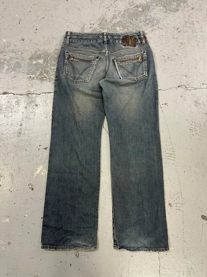 AW2003 Dolce & Gabbana Raw Blue Double Waisted Denim Jeans IEEwsHA 7