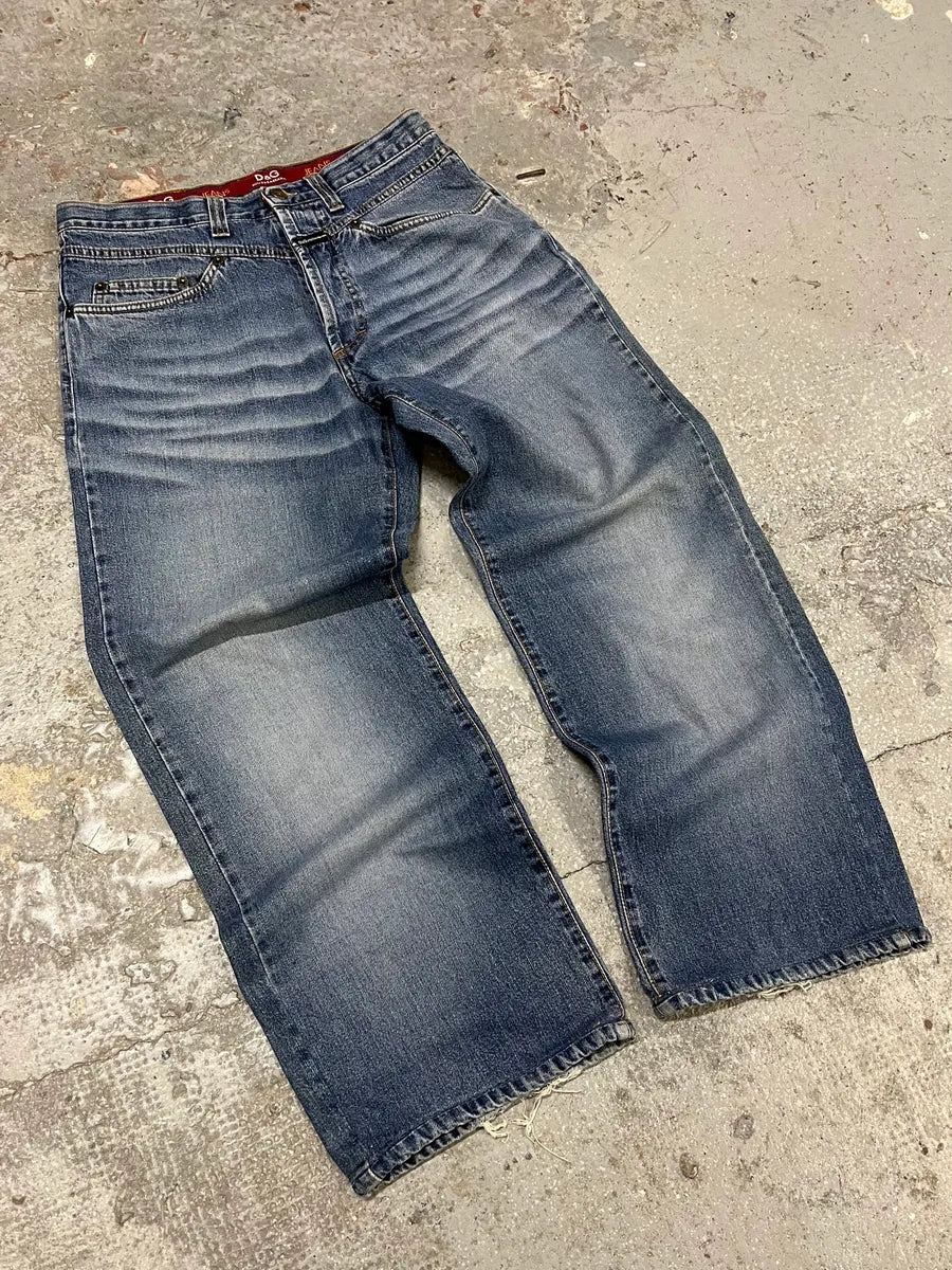 AW2003 Dolce & Gabbana Raw Blue Faded Denim Jeans (S) oKQQdCx 1