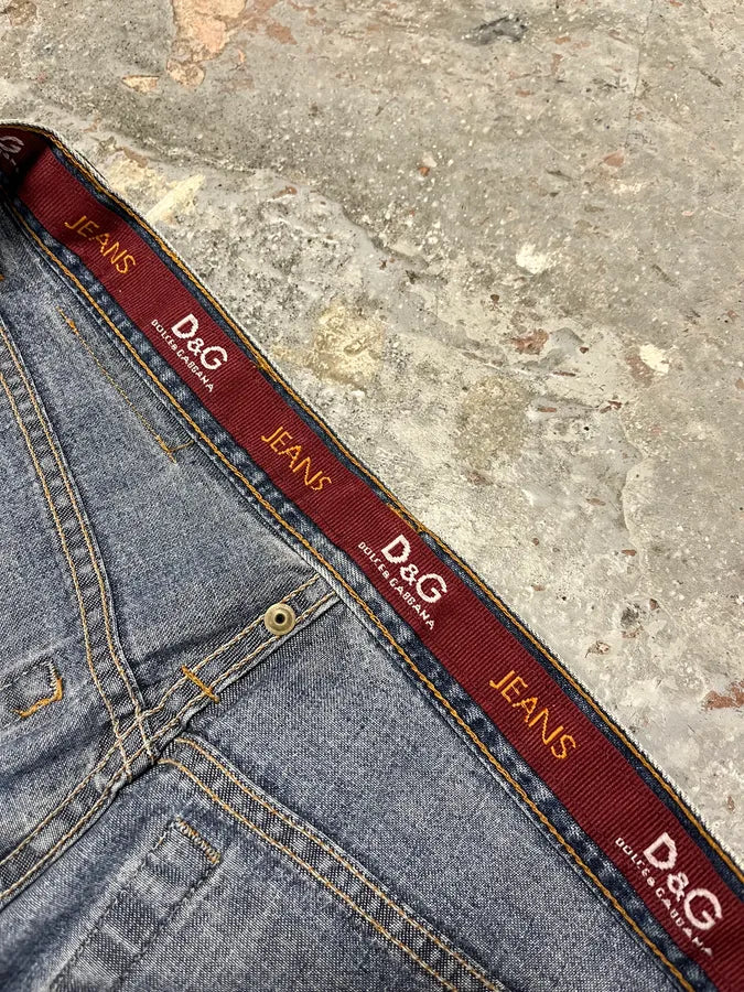 AW2003 Dolce & Gabbana Raw Blue Faded Denim Jeans oKQQdCx 7