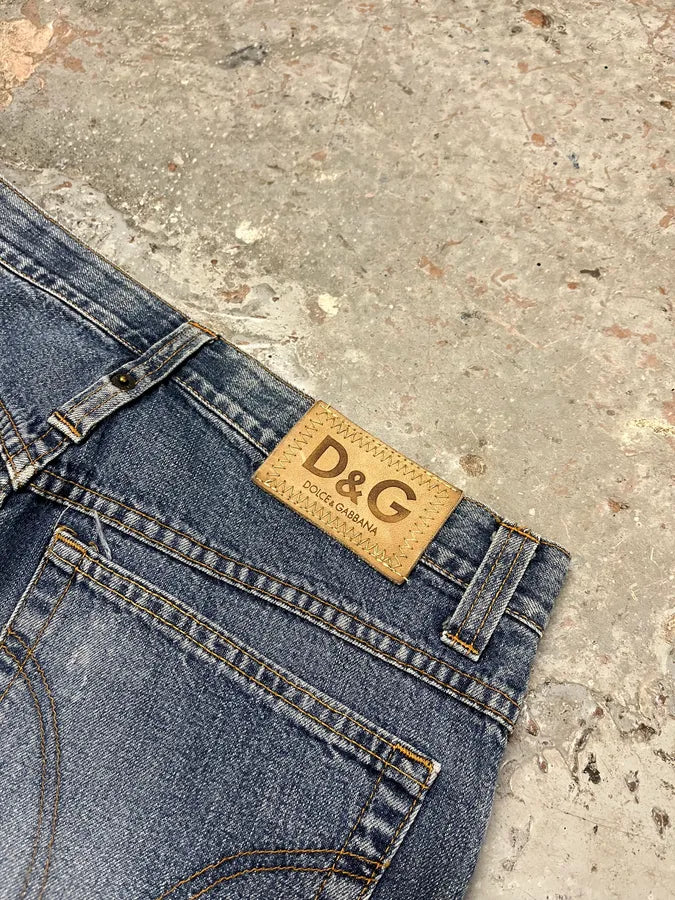 AW2003 Dolce & Gabbana Raw Blue Faded Denim Jeans (S) oKQQdCx 8