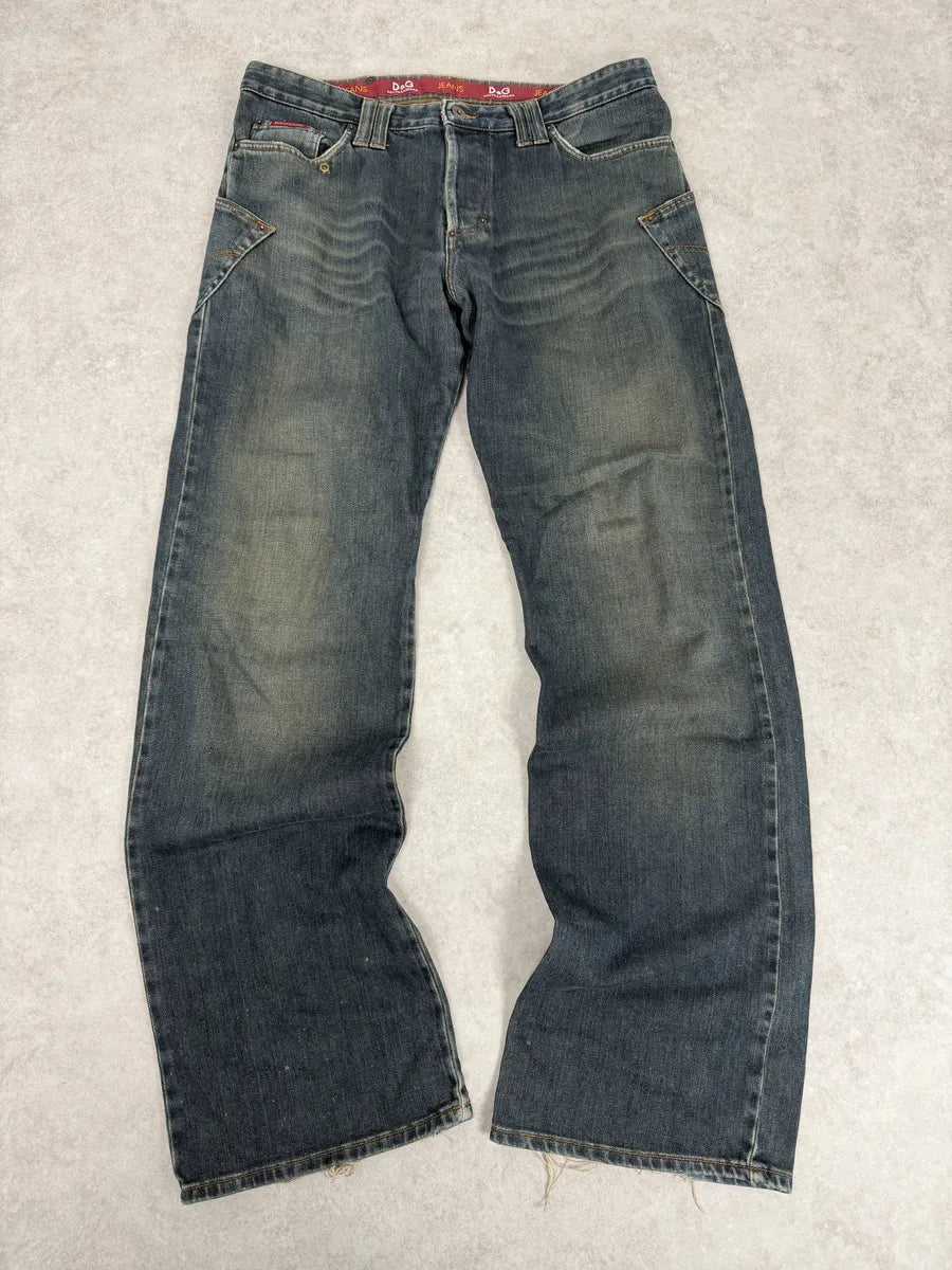 AW2003 Dolce & Gabbana Raw Faded Blue Denim Jeans vbiZXeP 0