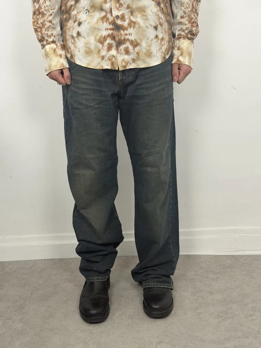 AW2003 Dolce & Gabbana Raw Faded Blue Denim Jeans vbiZXeP 2