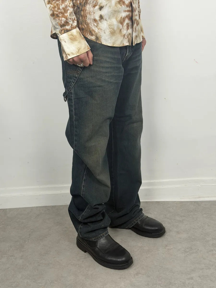 AW2003 Dolce & Gabbana Raw Faded Blue Denim Jeans vbiZXeP 3