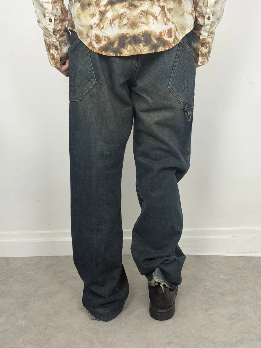 AW2003 Dolce & Gabbana Raw Faded Blue Denim Jeans vbiZXeP 4