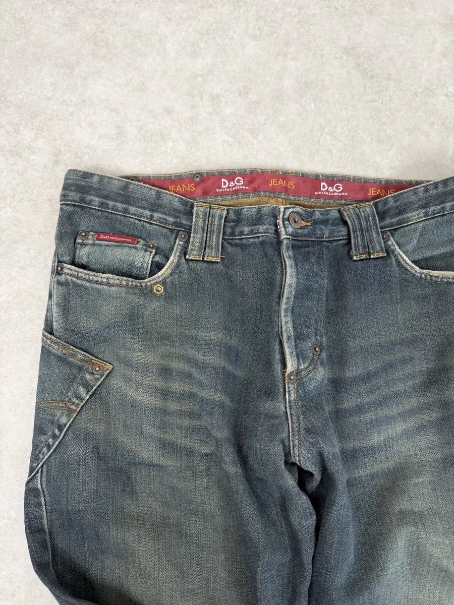 AW2003 Dolce & Gabbana Raw Faded Blue Denim Jeans vbiZXeP 6