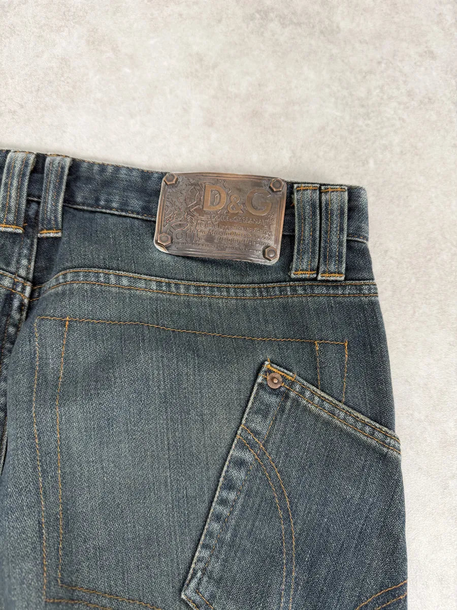 AW2003 Dolce & Gabbana Raw Faded Blue Denim Jeans vbiZXeP 8