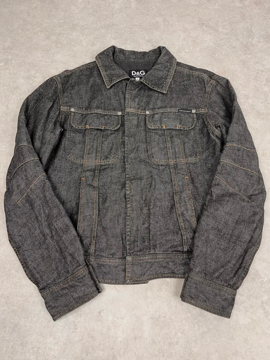 AW2003 Dolce & Gabbana Raw Grey Denim Jacket LrqlJzn 0