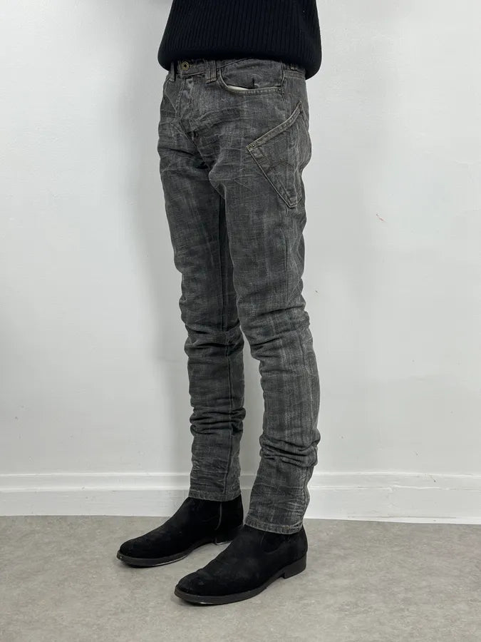 AW2003 Dolce & Gabbana Raw Grey Slim Denim Jeans CxUPHQF 2