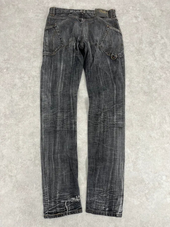 AW2003 Dolce & Gabbana Raw Grey Slim Denim Jeans CxUPHQF 0
