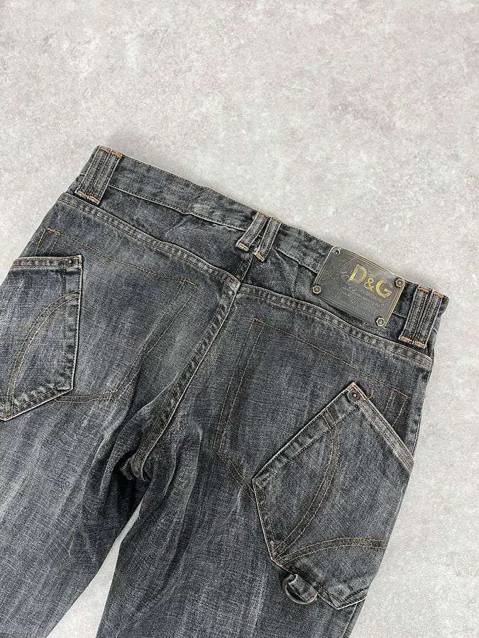 AW2003 Dolce & Gabbana Raw Grey Slim Denim Jeans CxUPHQF 7