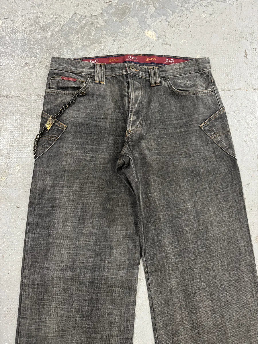 AW2003 Dolce & Gabbana Raw Grey Denim Jeans (L) 2