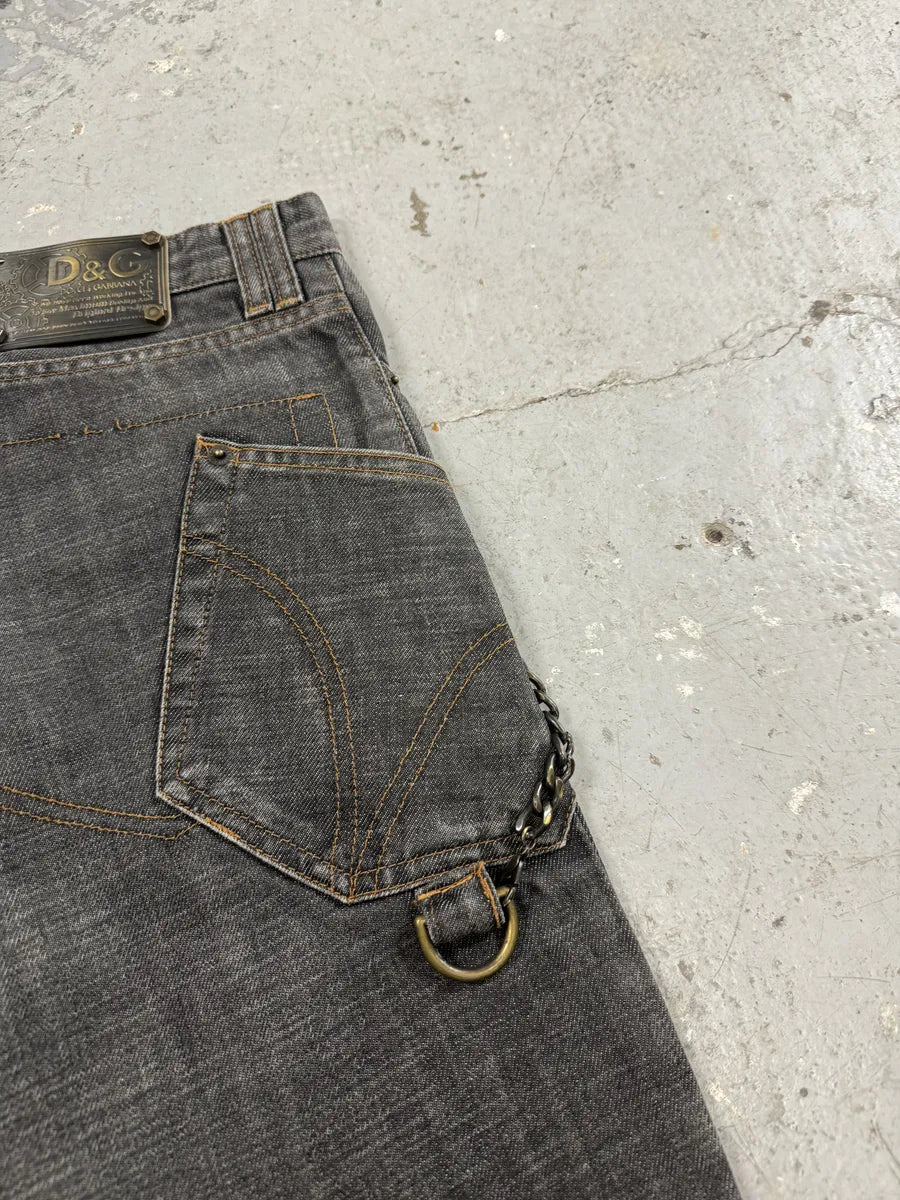 AW2003 Dolce & Gabbana Raw Grey Denim Jeans (L) 7