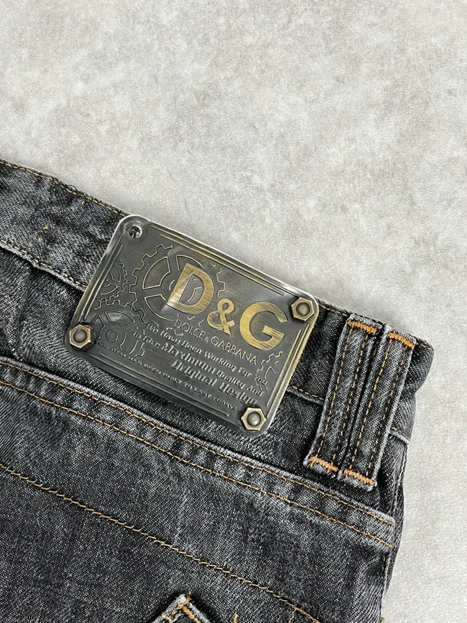 AW2003 Dolce & Gabbana Raw Grey Slim Denim Jeans CxUPHQF 8