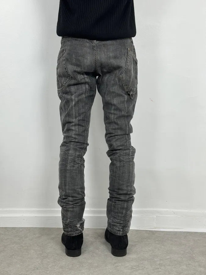 AW2003 Dolce & Gabbana Raw Grey Slim Denim Jeans CxUPHQF 3